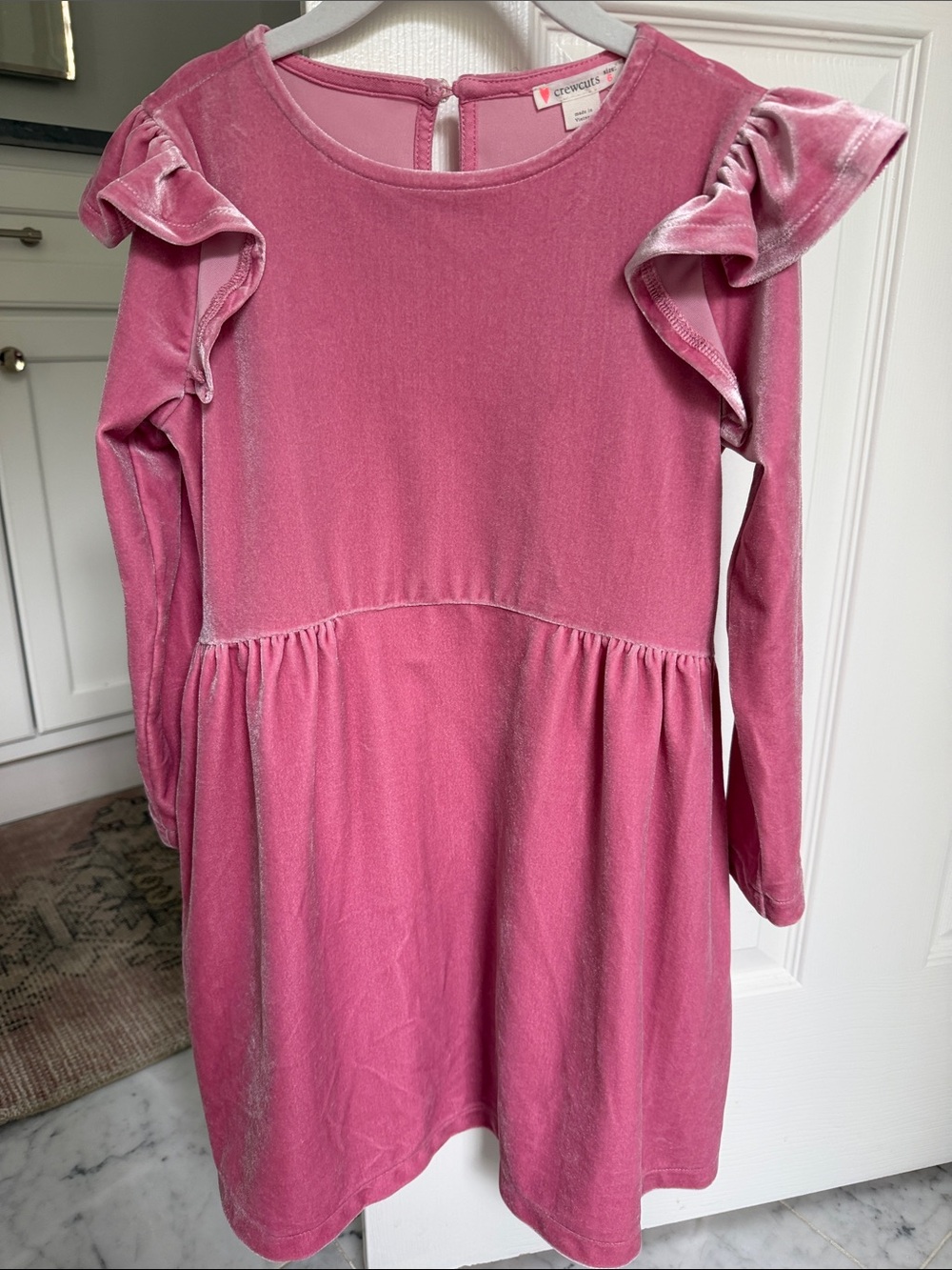 CrewCuts girls’ pink velvet ruffle dress